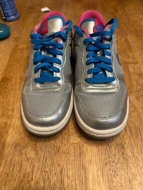 2009 Nike Dunk Low 6.0 Metallic Silver Pink Blue Sneakers 386357-041
